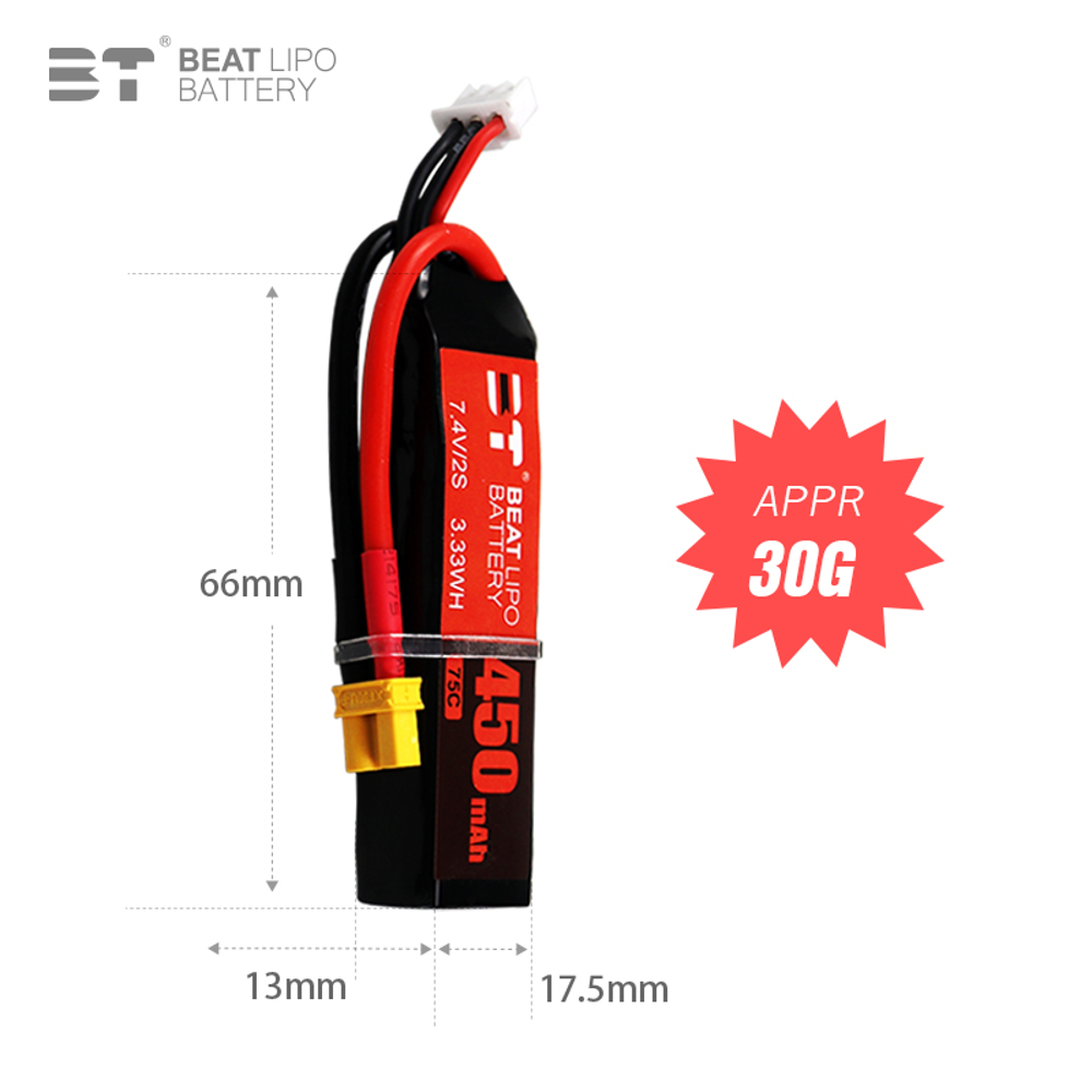 BEAT 2S 7.4V 450mAh 75C batter - Drone Battery Li-Ion avis et prix
